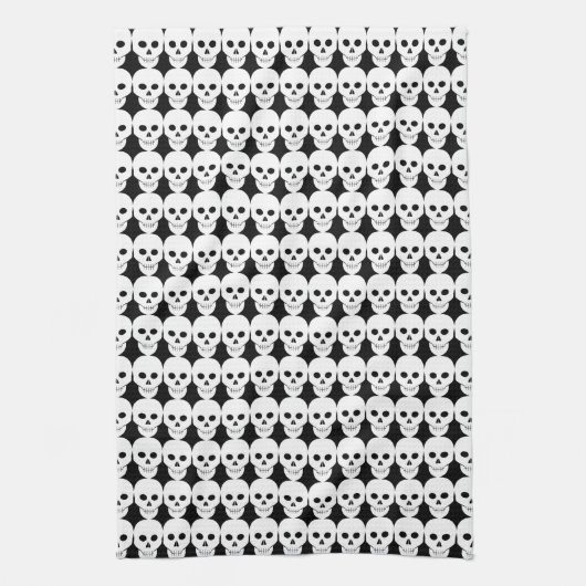 Linge De Cuisine Petit crâne blanc punk sur noir (Vertical)