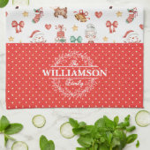 Linge De Cuisine Petit Noël Père Noël Gingerbread Homme Monogramme (Plié)