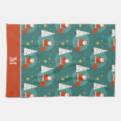 Linge De Cuisine Petit Père Noël Arbre de Noël Motif Monogramme (Horizontal)