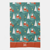 Linge De Cuisine Petit Père Noël Arbre de Noël Motif Monogramme (Vertical)