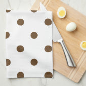 Linge De Cuisine Petit pois - brun foncé sur le blanc (Quart Plié)