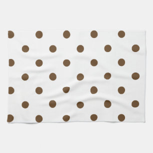 Linge De Cuisine Petit pois - brun foncé sur le blanc