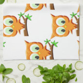 Linge De Cuisine Petite Chouette en dessin sur Motif de branche (Plié)