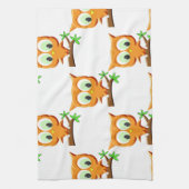 Linge De Cuisine Petite Chouette en dessin sur Motif de branche (Vertical)