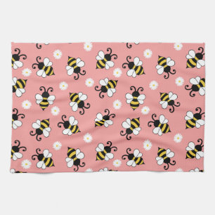 Linge De Cuisine Petites abeilles mignonnes et fleurs marguerites m