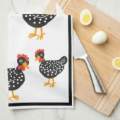 Linge De Cuisine Petites poules noires (Quart Plié)