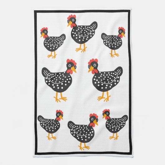 Linge De Cuisine Petites poules noires (Vertical)