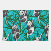 Linge De Cuisine Petits panda turquoise (Horizontal)