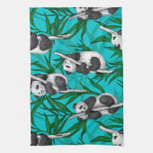 Linge De Cuisine Petits panda turquoise (Vertical)