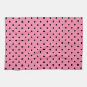 Linge De Cuisine Petits Pois noirs sur rose chaud (Horizontal)