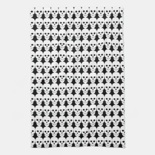 Linge De Cuisine Peu de crânes blancs punks sur le noir