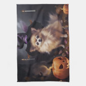 Linge De Cuisine Peur d'Halloween Citrouille de Poméranie (Vertical)
