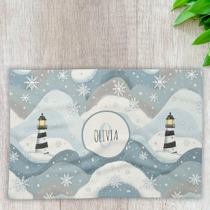 Linge De Cuisine Phare confortable avec vagues glacées Hiver Naudiq