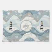 Linge De Cuisine Phare confortable avec Vagues Icy Hiver Nautique (Horizontal)