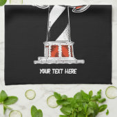 Linge De Cuisine Phare de Cape Hatteras noir et blanc (Plié)