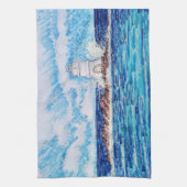 Linge De Cuisine Phare en bleu (Vertical)