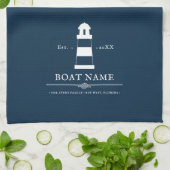 Linge De Cuisine Phare personnalisé bleu marine (Plié)