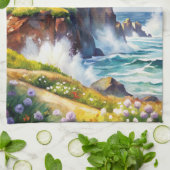 Linge De Cuisine Phare sur une falaise (Plié)