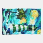 Linge De Cuisine Phare Tropical & Palm Trees Impressionniste (Horizontal)