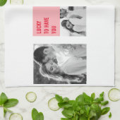 Linge De Cuisine Photo Collage Couple | Cadeau moderne Valentines (Plié)