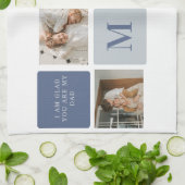 Linge De Cuisine Photo Collage moderne & Bleu Happy Fête des pères (Plié)