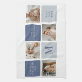 Linge De Cuisine Photo Collage moderne & Bleu Happy Fête des pères (Vertical)