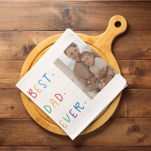Linge De Cuisine Photo Collage moderne Colorful Meilleur Papa Jamai