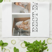 Linge De Cuisine Photo Collage moderne & Gris Meilleur Papa Jamais  (Plié)