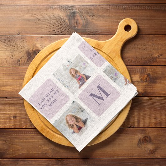 Linge De Cuisine Photo Collage moderne Joyeux jour des mères violet