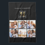 Linge De Cuisine Photo collage noir et or 90e anniversaire<br><div class="desc">Photo collage noir et or 90e anniversaire design de typographie moderne.</div>
