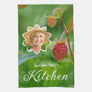 Linge De Cuisine Photo Fraise Rouge Portrait de Grand-mère sur mesu