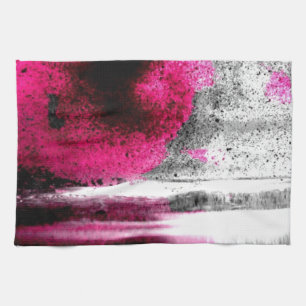 Linge De Cuisine Photo Fuchsia Abstraite, gris et gris noir