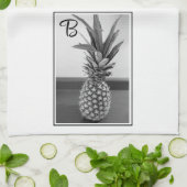 Linge De Cuisine Photo simple d'un ananas avec une initiale unique (Plié)