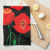 Linge De Cuisine Photos rouges sur arrière - plan noir (Quart Plié)