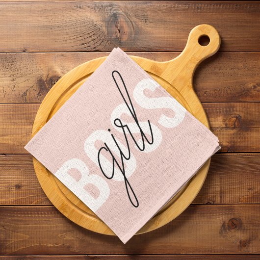 Linge De Cuisine Phrase moderne Pastel Rose fille Boss Phrase