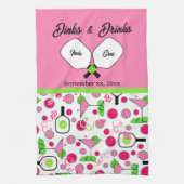 Linge De Cuisine Pickleball Dinks & Drinks Bridal Shower Pink Cosmo (Vertical)