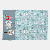 Linge De Cuisine Pickleball Joie Noël Blue White Reindeer (Horizontal)