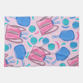 Linge De Cuisine Pickleball Paddles et boules Pink Preppy (Horizontal)