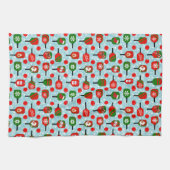 Linge De Cuisine Pickleballs et pagaies rouges et verts de Noël (Horizontal)
