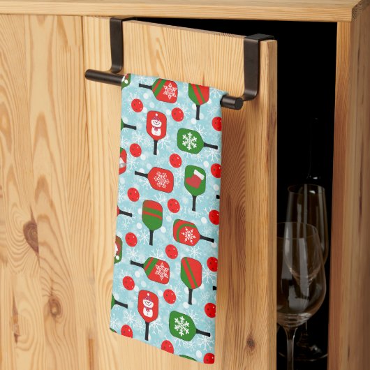 Linge De Cuisine Pickleballs et pagaies rouges et verts de Noël (Pliage en tiers)