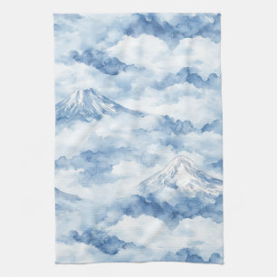 Linge De Cuisine Pics embrumés – Paysage de montagne à l'aquarelle