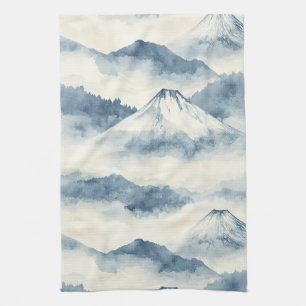 Linge De Cuisine Pics embrumés – Paysage de montagne à l'aquarelle