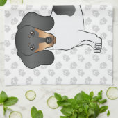 Linge De Cuisine Piebald Noir Et Tan Cheveux Courtes Dachshund & Pâ (Plié)