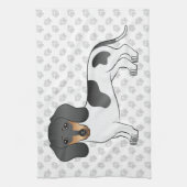 Linge De Cuisine Piebald Noir Et Tan Cheveux Courtes Dachshund & Pâ (Vertical)