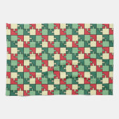 Linge De Cuisine Pièces de puzzle géométrique rouge vert Motif (Horizontal)