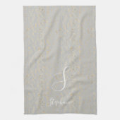 Linge De Cuisine Pièces d'or rustique Motif Monogram Initiales mign (Vertical)