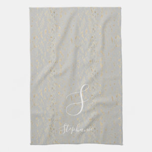 Linge De Cuisine Pièces d'or rustique Motif Monogram Initiales mign