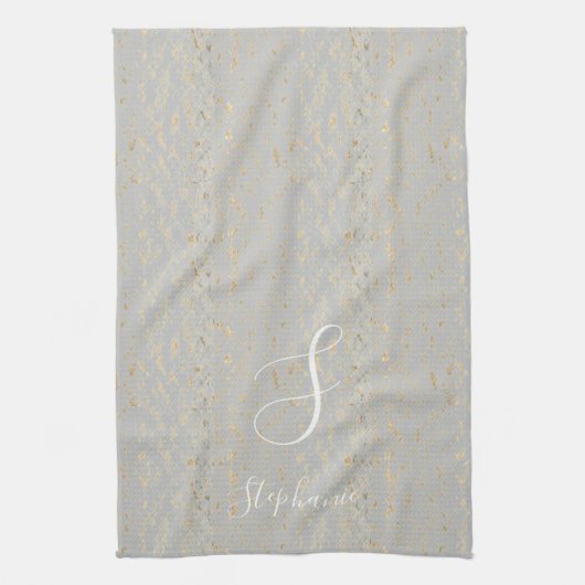 Linge De Cuisine Pièces d'or rustique Motif Monogram Initiales mign (Vertical)