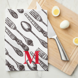 Linge De Cuisine Pied de page classique Vintage en argent broché IN