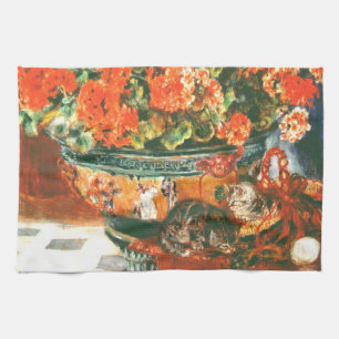 Linge De Cuisine Pierre-Auguste Renoir Geraniums Et Chats